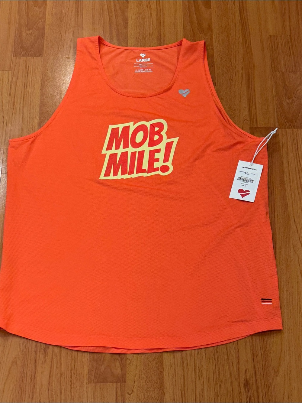 HEARTBREAK MOB MILE Running Singlet Tank Electric Salmon Brand New Men’s SZ L